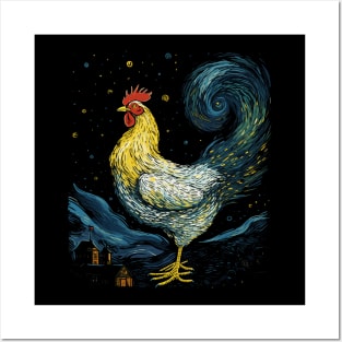 Starry Night Inspired Chicken Gifts Funny Chicken Posters and Art